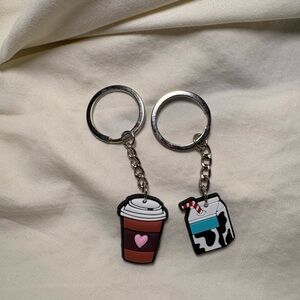 ☕️ Small Coffee Cup and Milk Carton Keychain Bundle